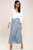Lulus Anniversary White And Blue Striped High-low Wrap Skirt