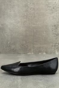 Chelsea Crew Maria Black Snake Leather Pointed Flats