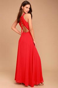 Lulus Super Starlet Red Lace-up Maxi Dress
