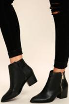 Lulus | Illusion Black Pointed Ankle Booties | Size 5.5 | Vegan Friendly