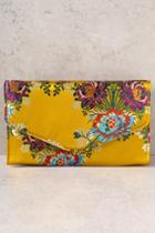 Lulus | Stylish Sensibility Yellow Brocade Envelope Clutch | 100% Polyester