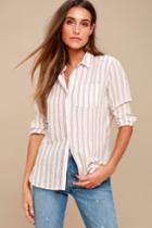 Coastal Calling Washed Burgundy Striped Button-up Top | Lulus