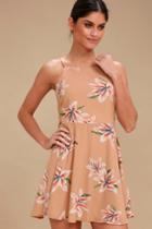 On The Vineyard Nude Floral Print Tie-back Dress | Lulus