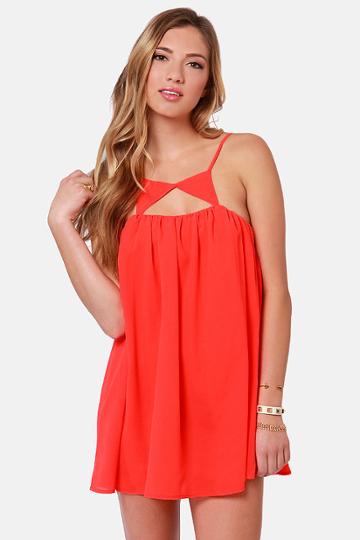 Caught On Shape Neon Coral Dress