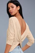 Ventura Heather Beige Knotted Reversible Sweater Top | Lulus