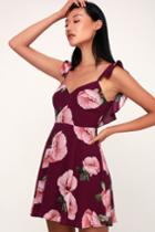 Floral Of The Above Purple Floral Print Backless Skater Dress | Lulus