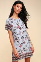 A-flora-ble Grey Floral Print Shift Dress | Lulus
