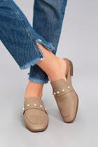 Soda Winona Light Taupe Pearl Loafer Slides