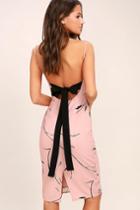 Keepsake | Stolen Dance Blush Pink Print Midi Dress | Size Large | 100% Polyester | Lulus