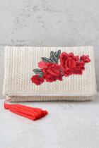 Lulus | Into Bloom Cream Embroidered Clutch | White