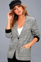Honey Punch | Day By Day Black And White Plaid Blazer | Size Large | 100% Polyester | Lulus