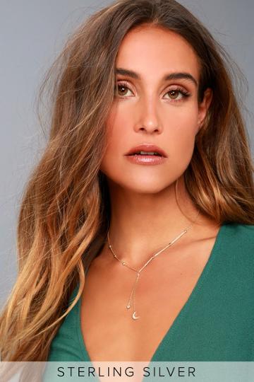 Lulus | Moonlight Becomes You Gold Rhinestone Drop Necklace