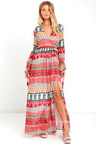 Lulus She's A Vision Red Print Maxi Dress