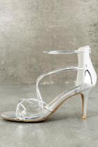 Bamboo Kara Silver Patent High Heel Sandals