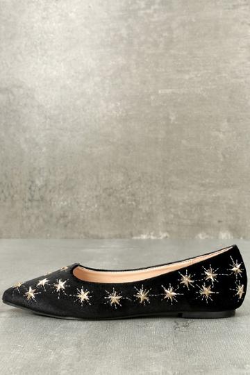 Glaze Glaze | Mikkel Black Velvet Star Studded Flats | Lulus