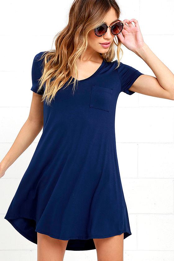 Lulus | Better Together Navy Blue Shirt Dress | Size Small