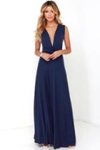 Lulus | Tricks Of The Trade Navy Blue Maxi Dress | Size Large