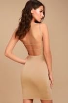 Lulus Who Do You Love? Beige Bodycon Dress