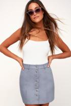 Favlux Aires Slate Blue Button-up Mini Skirt | Lulus