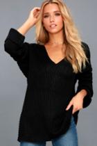 Ppla | Vidal Black Oversized Knit Sweater | Size Medium/large | Lulus