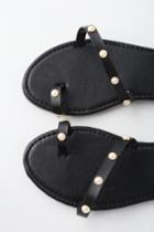 Lennox Black Pearl Flat Sandal Heels | Lulus