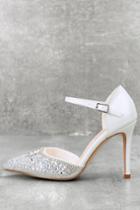 De Blossom | Adeline White Rhinestone Ankle Strap Heels | Lulus
