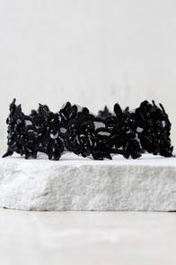 Vanessa Mooney Lovetta Black Embroidered Choker Necklace