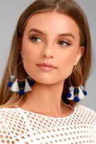 Lulus Exploration Gold And Blue Hoop Earrings