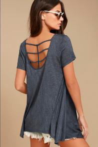 Timing Take A Moment Washed Navy Blue Tee