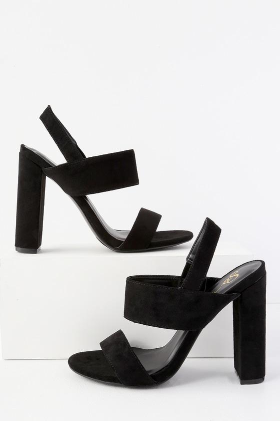 So Me Medina Black Suede High Heel Sandal Heels | Lulus