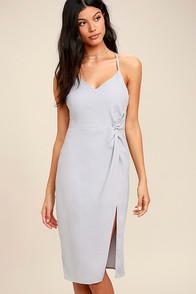 Lulus Making Eyes At You Grey Midi Dress