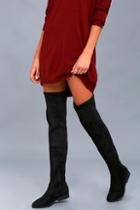 Lfl Racy Black Suede Over The Knee Boots