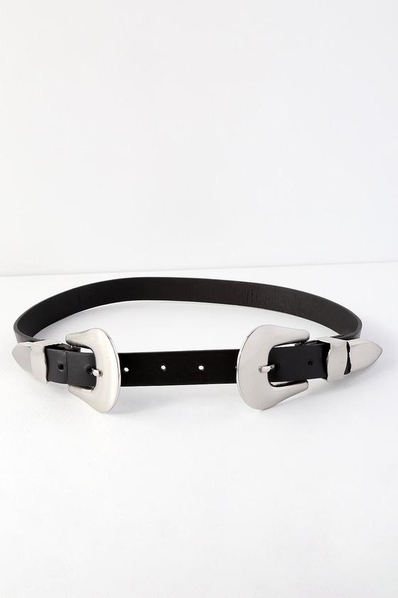 Showboat Black Double Buckle Belt | Lulus