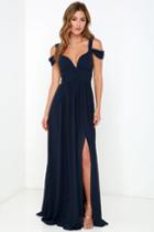 Lulus | Bariano Ocean Of Elegance Navy Blue Maxi Dress | Size Small | 100% Polyester
