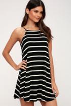 Step Right Up Black And White Striped Swing Dress | Lulus