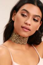Vanessa Mooney | Mera Black And Gold Lace Choker Necklace | Lulus