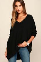 Lulus | Ticket To Cozy Black Oversized Sweater