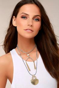 Lulus Match Maker Silver And Gold Layered Choker Necklace