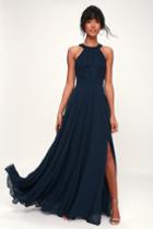 Picture Perfect Navy Blue Lace Maxi Dress | Lulus