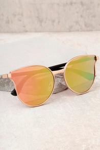 Lulus Modern Twist Rose Gold And Pink Mirrored Sunglasses