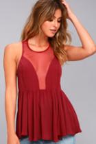 Free People | Black Marble Berry Red Tank Top | Size X-small | 100% Polyester | Lulus