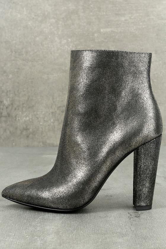 Jessica Simpson | Teddi Black And Gunmetal Leather Ankle Booties | Size 6.5 | Grey | Lulus