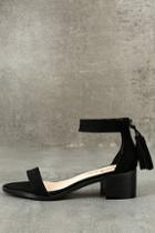 Lulus Emma Black Suede Ankle Strap Heels
