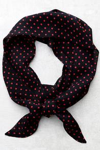 Vanessa Mooney Nara Red And Black Polka Dot Skinny Scarf