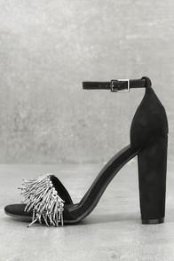 Fahrenheit Avanna Black Suede Ankle Strap Heels