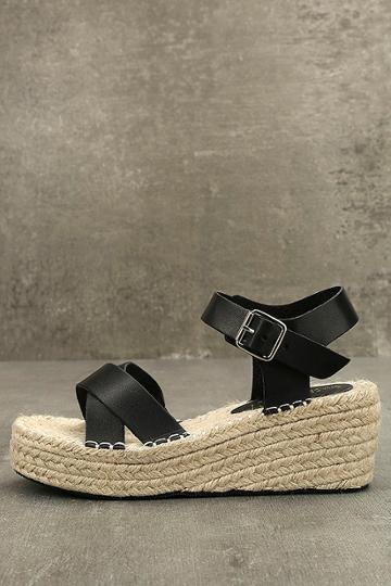 Chase & Chloe | Mignon Black Espadrille Wedges | Size 7 | Vegan Friendly | Lulus