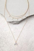 Lulus Land Amongst The Stars Cream And Gold Layered Choker Necklace
