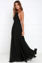 Lulus | Mythical Kind Of Love Black Maxi Dress | Size Large | 100% Polyester