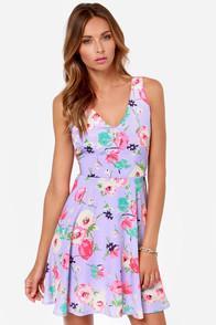 Everly Grand Poppy Lavender Floral Print Dress