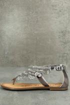 Naughty Monkey Brave Heart Pewter Leather Sandals